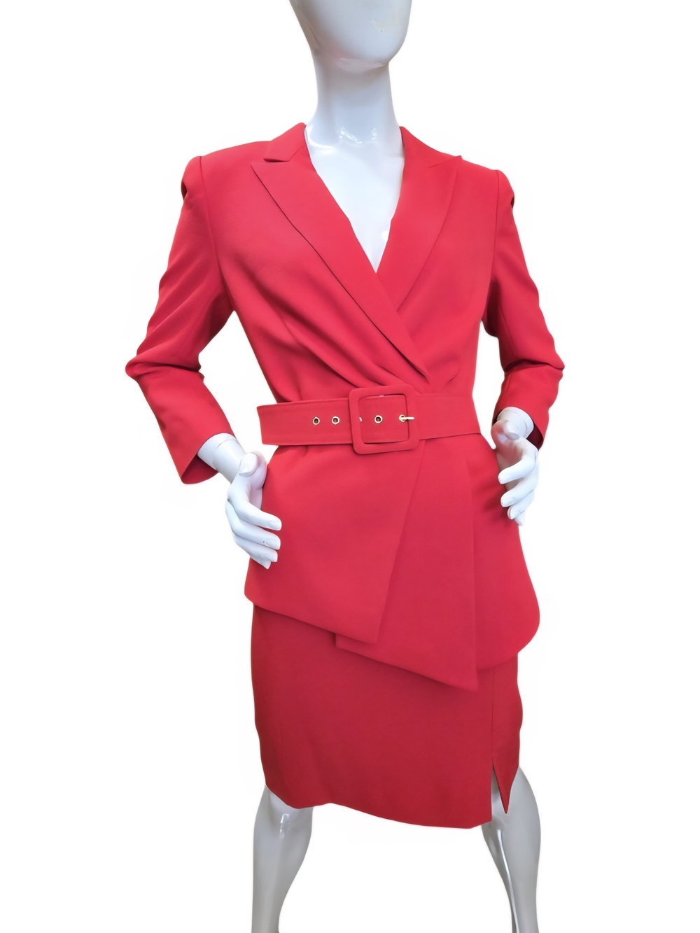 LNWOT - Tahari ASL Red Blazer & Skirt Suit Set Sz 6 - Picture 2 of 12